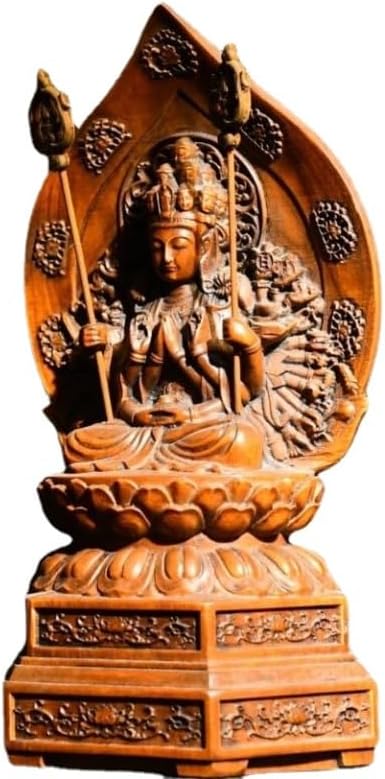 Handcrafted Boxwood Guanyin Statue 1000 Arms Meditation
