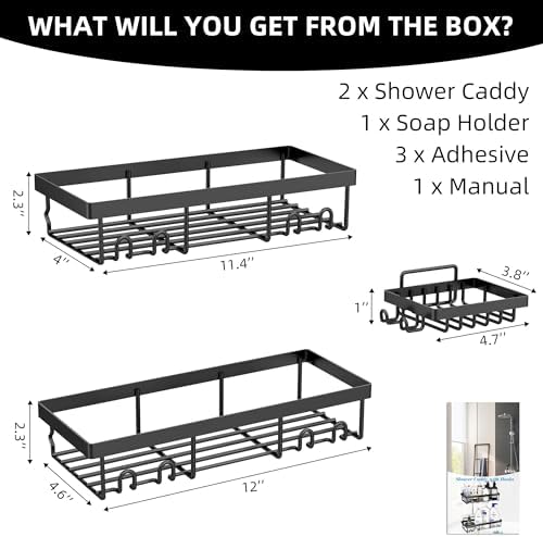 Moforoco 3-Pack Shower Caddy Basket Shelf with Soap Holder