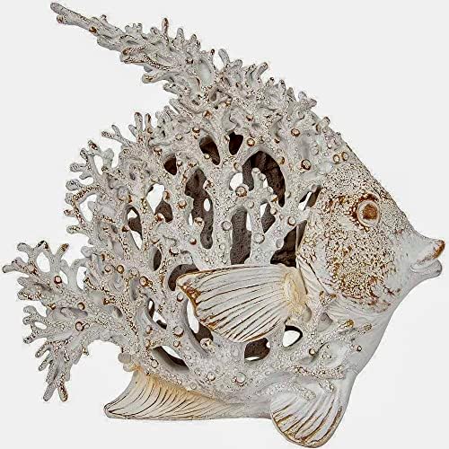 Ocean Decor White Coral Reef Angelfish Sculpture 12x11