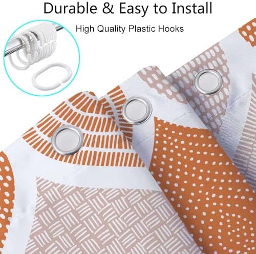 JAWO Orange Grey Shower Curtain Set 72x72 Inch