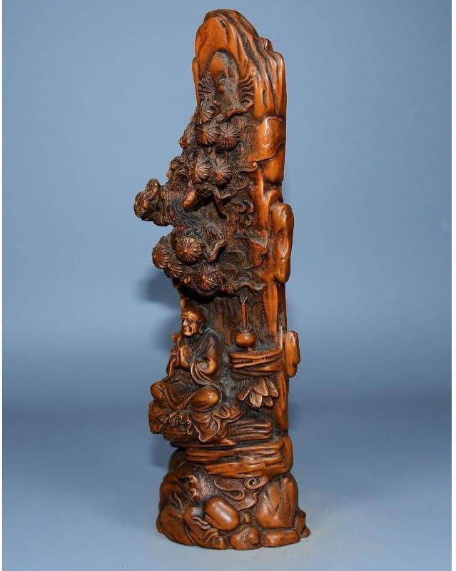Handcrafted Mini Boxwood Dharma Pine Statue