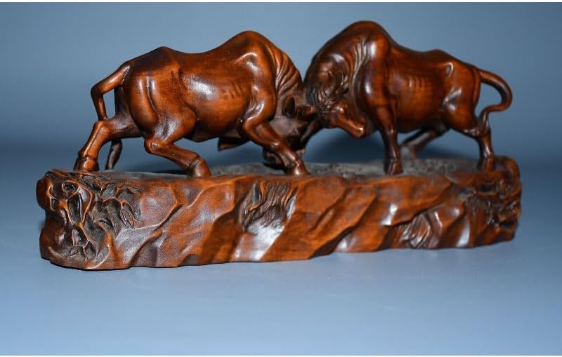 LimpaC Mini Boxwood Zodiac Ox Statues Handmade Decor