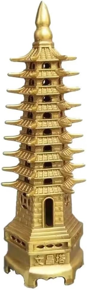Brass Wenchang Pagoda Tower Figurine 9 Layers