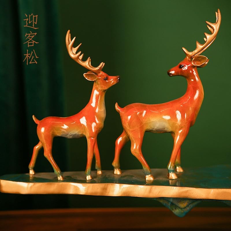 Usoway Pure Bronze Deer Ornament for Home Dcor