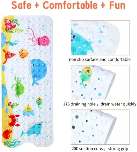 Secopad Baby Bath Mat with Suction Cups and Drain Holes