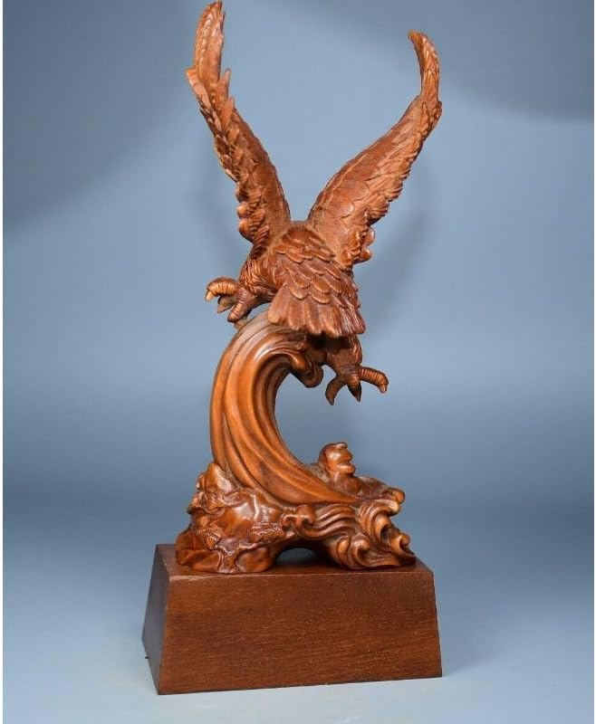 LimpaC Handcrafted Boxwood Hawk Statue Decor
