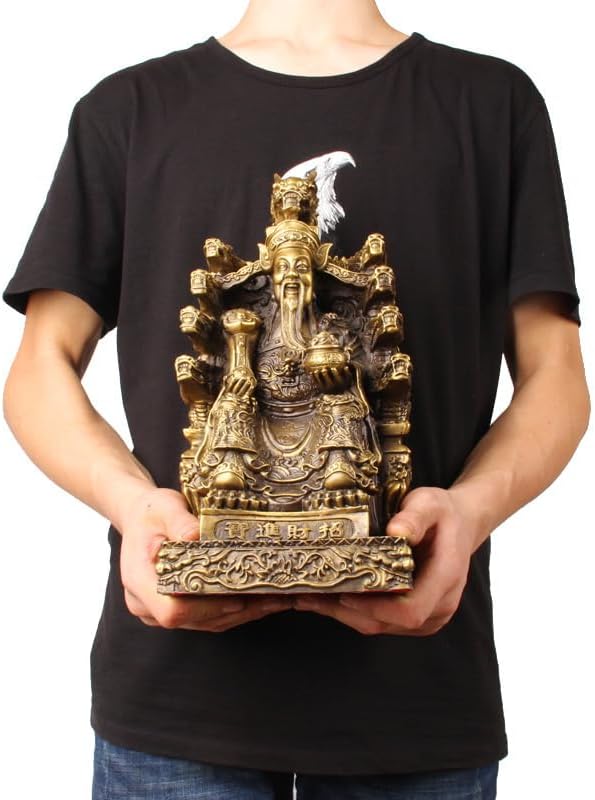 Usoway Large Copper Nine Dragons Wealth God Statue