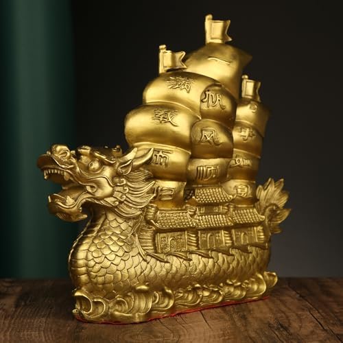 Usoway Gold Fong Sheng Ship Sculpture