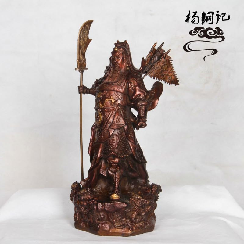 Usoway Copper Statue of Guan Gong with Nine Dragons and Five Banners