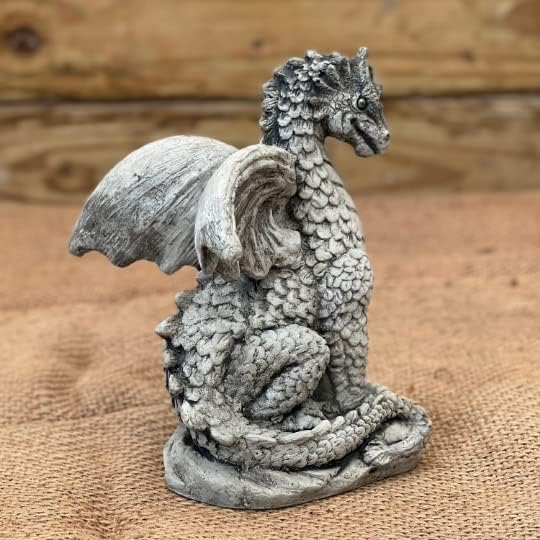 Scaly Dragon Statue Concrete Mythical Decor