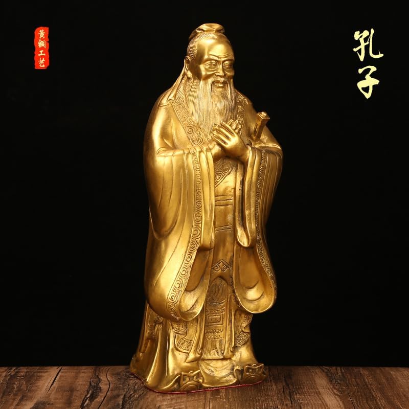 Usoway Pure Brass Confucius Statue Figurine