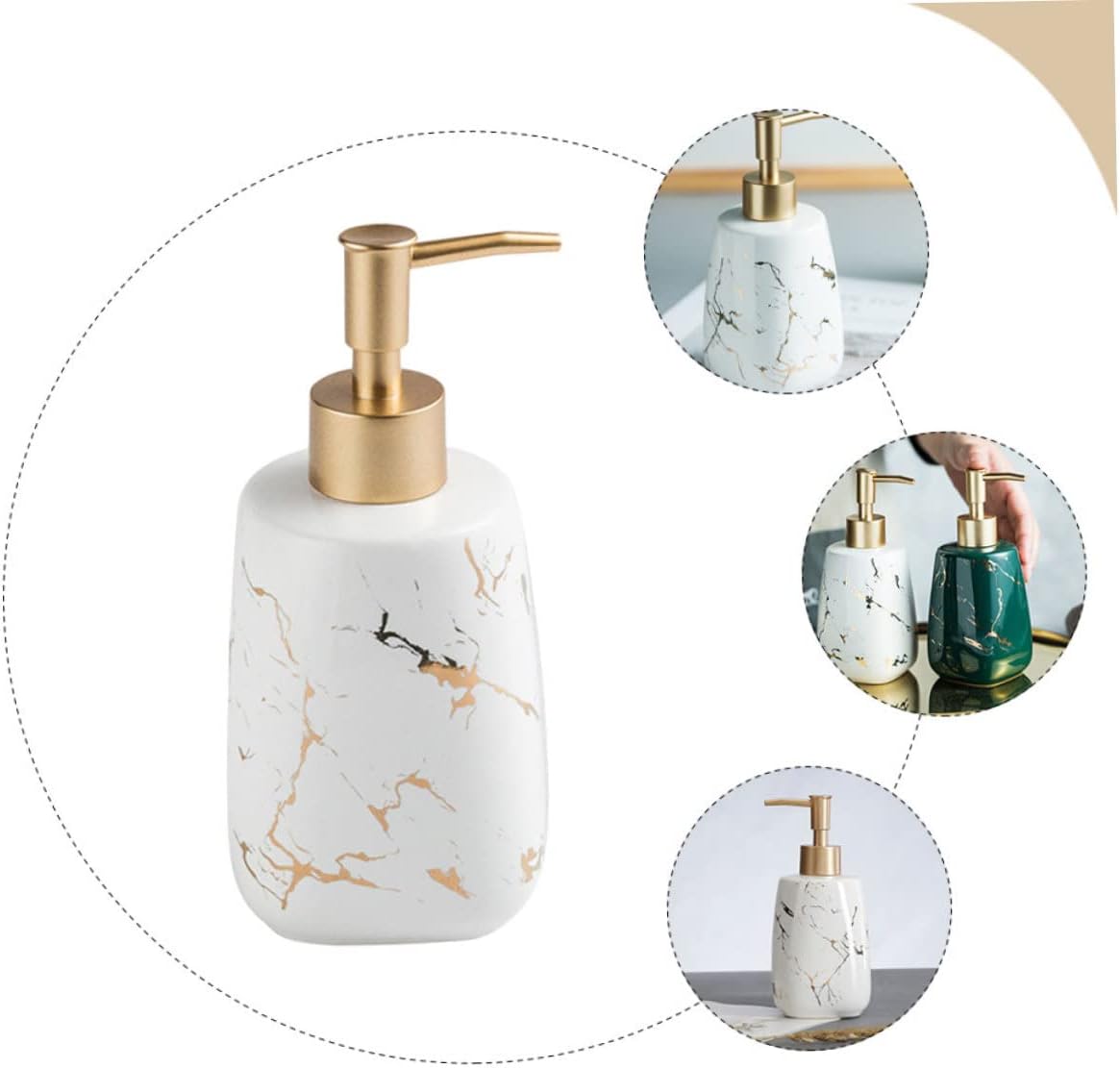 BESTYASH Ceramic Soap Dispenser with Marble Design