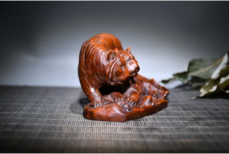 LimpaC Collection Boxwood Two Tiger Statues Meditating Sculpture