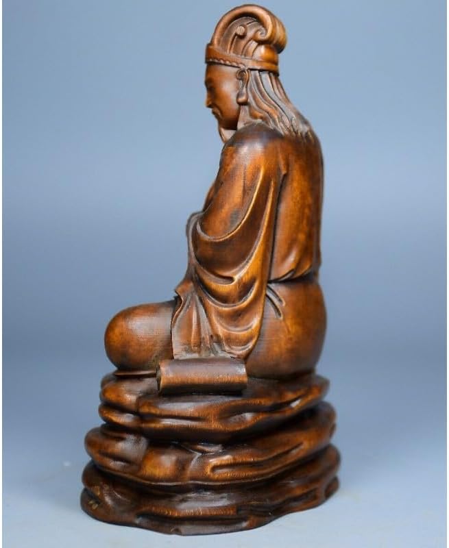 LimpaC Boxwood Zhuge Liang Meditating Statue Decor