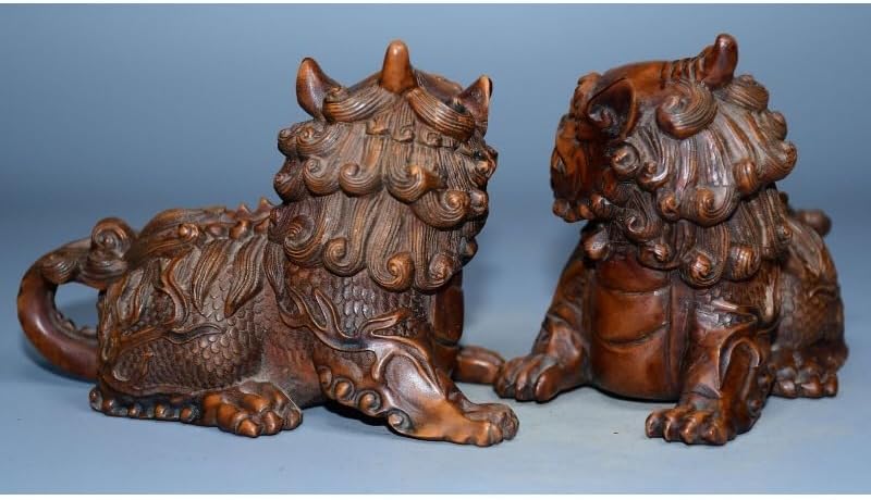 LimpaC Collection Mini Boxwood Lion Foo Dog Statues