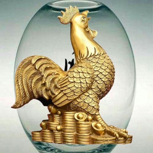 Ecqizer Feng Shui Chinese Golden Chicken Statue