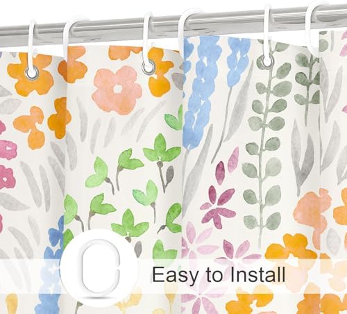 Litabel Cute Colorful Floral Shower Curtain Set