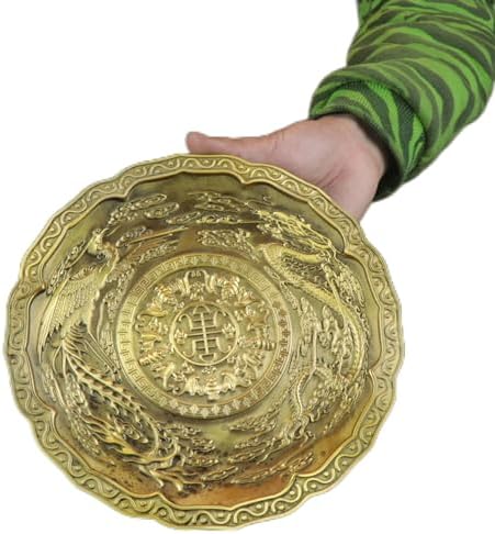 Usoway 24cm Brass Dragon and Phoenix Serving Tray