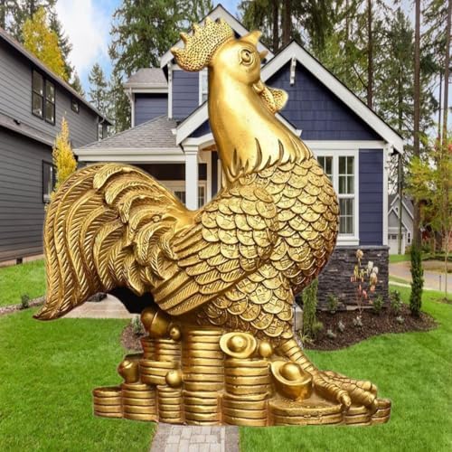 Ecqizer Feng Shui Chinese Golden Chicken Statue