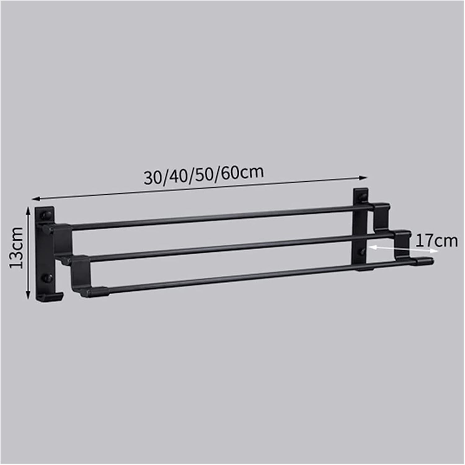 ALDEPO 3-Tier Matte Black Towel Rack Wall Mount