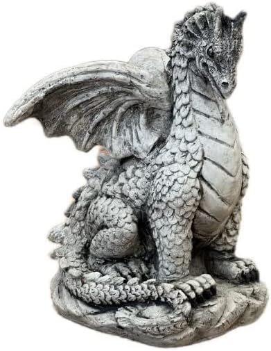 Scaly Dragon Statue Concrete Mythical Decor