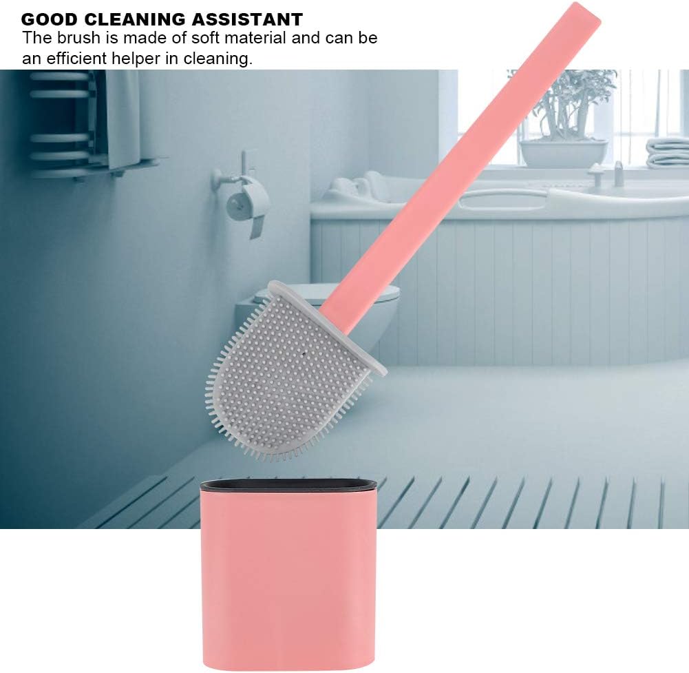 Agatige Toilet Brush with Holder 140x39x17in Pink