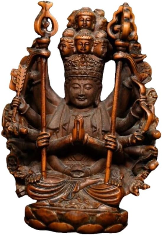 Handcrafted Boxwood Avalokiteshvara Statue with 1000 Arms