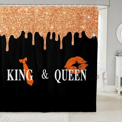 Feelyou Orange King and Queen Bath Curtain Set