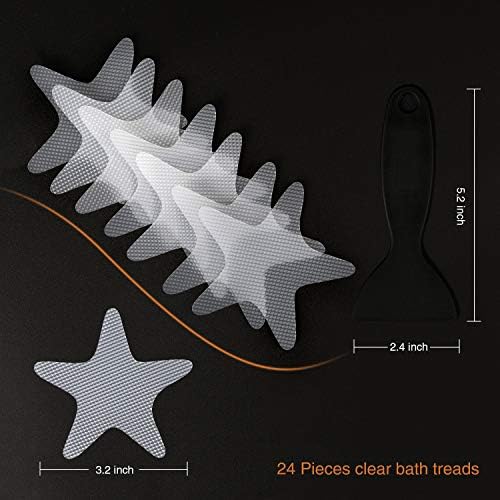 Clear Anti-Slip Starfish Bathtub Stickers 24PCS with Scraper