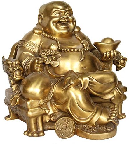 Usoway Decorative Bronze Figurine - Dragon Throne Buddha