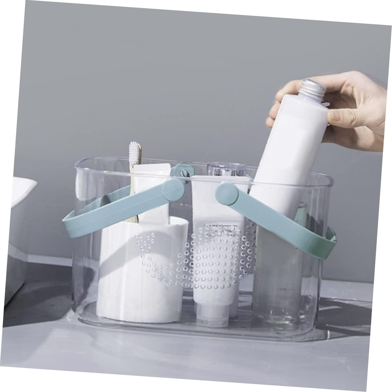FOYTOKI Portable Plastic Bathroom Organizer Basket with Handle 1