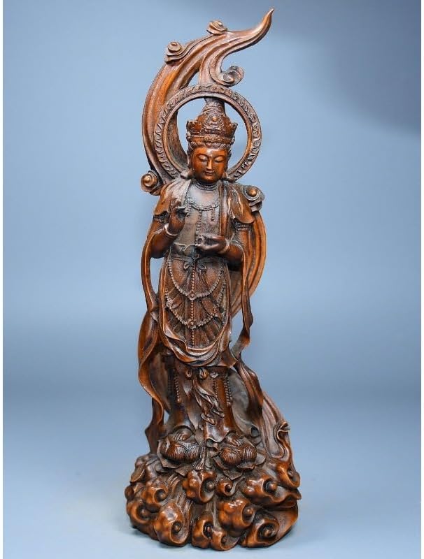 Handcrafted Avalokitesvara Boxwood Buddha Statue