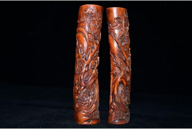 Handmade Boxwood Plum Blossom Paperweight Statues Set