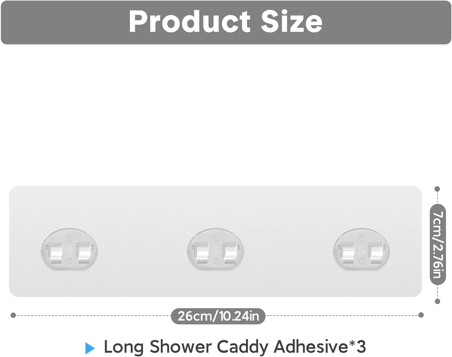 Lsnisni 3 Pack Waterproof Adhesive Strips for Shower Caddy