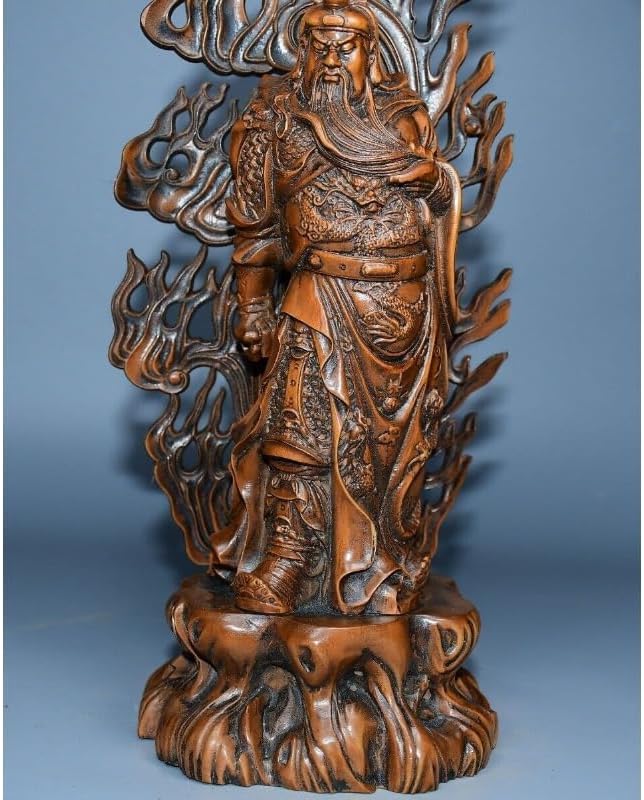 Handcrafted Boxwood Guan Gong Yu Warrior God Statue