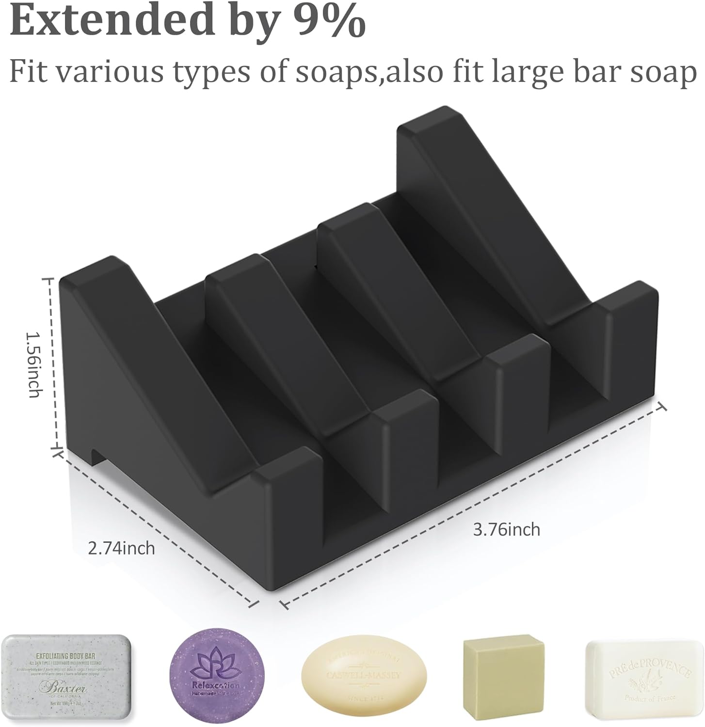 EGWON 3-Pack Silicone Self-Draining Soap Holder Set