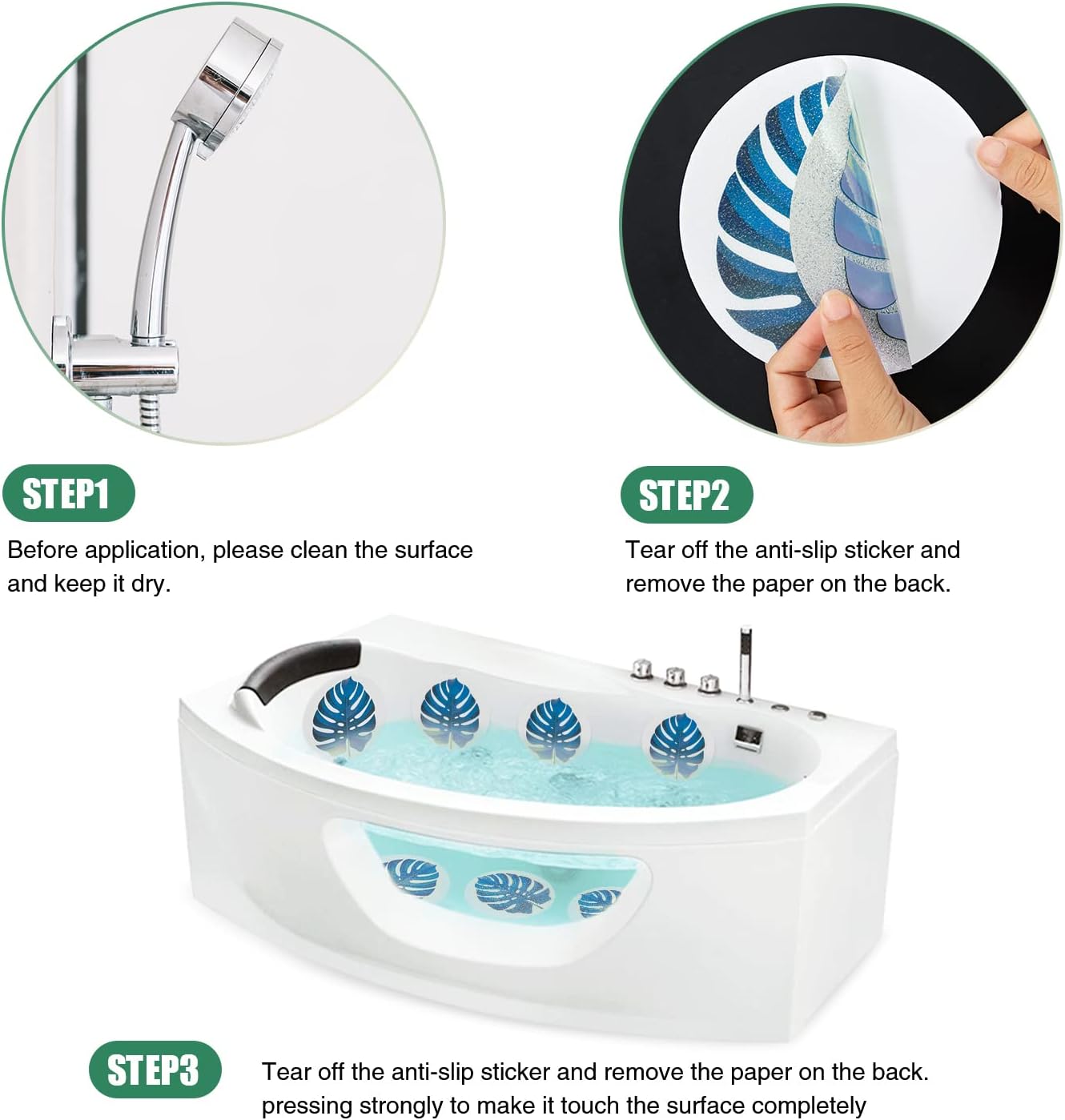 Secopad Non-Slip Bathtub Stickers 10PCS Leaf Decals