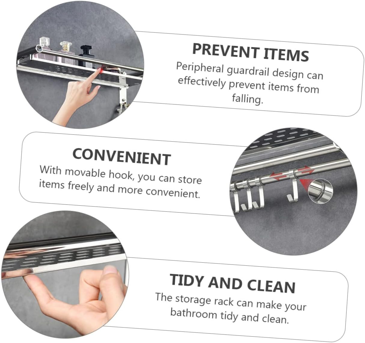 LIFKOME Bathroom Storage Rack with Movable Hooks