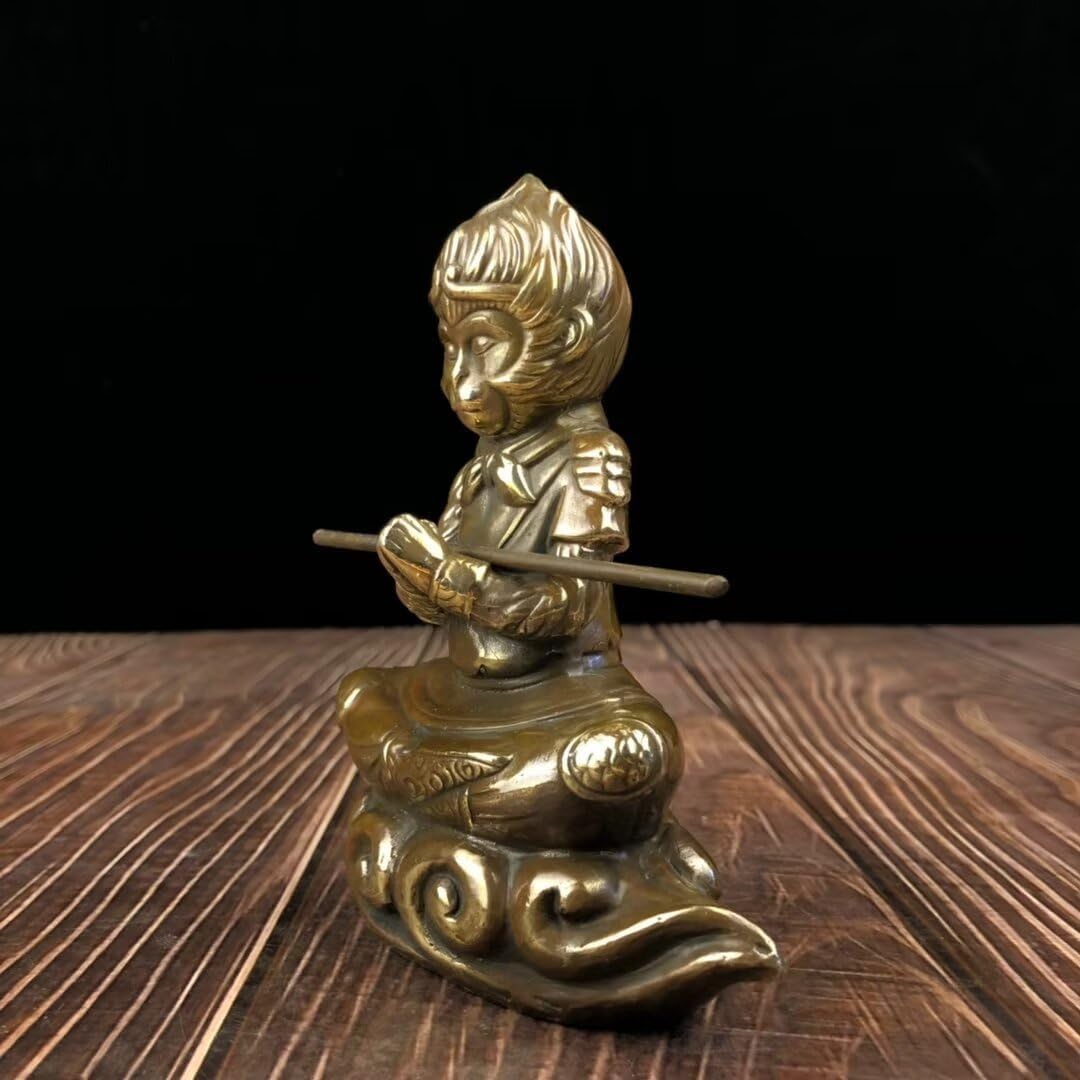 Julrybox Pure Copper Wukong Statue Brass Decor Figurine