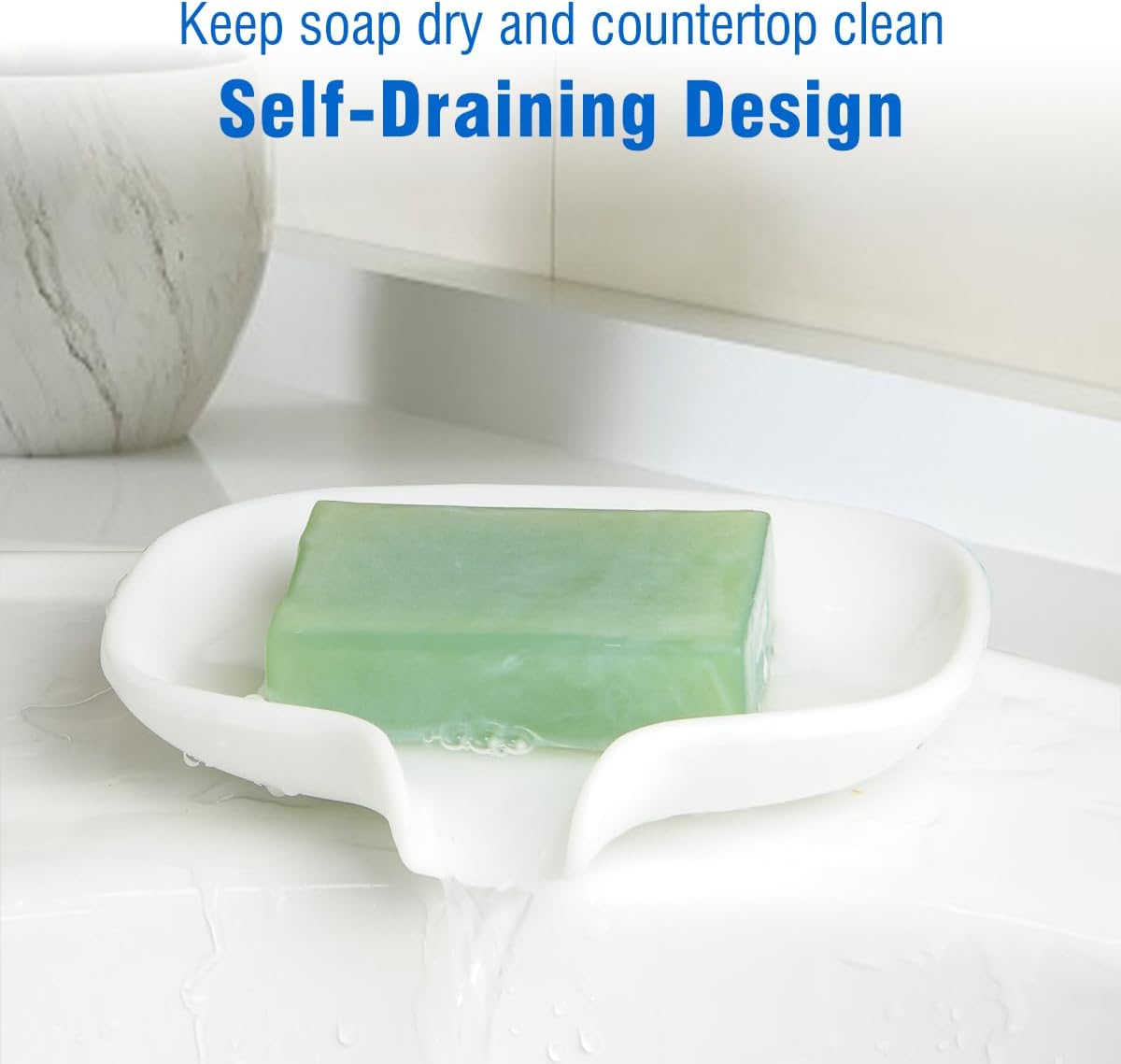 3 Pack Soap Bar Holder Quick Drainage Silicone Dishwasher Safe White