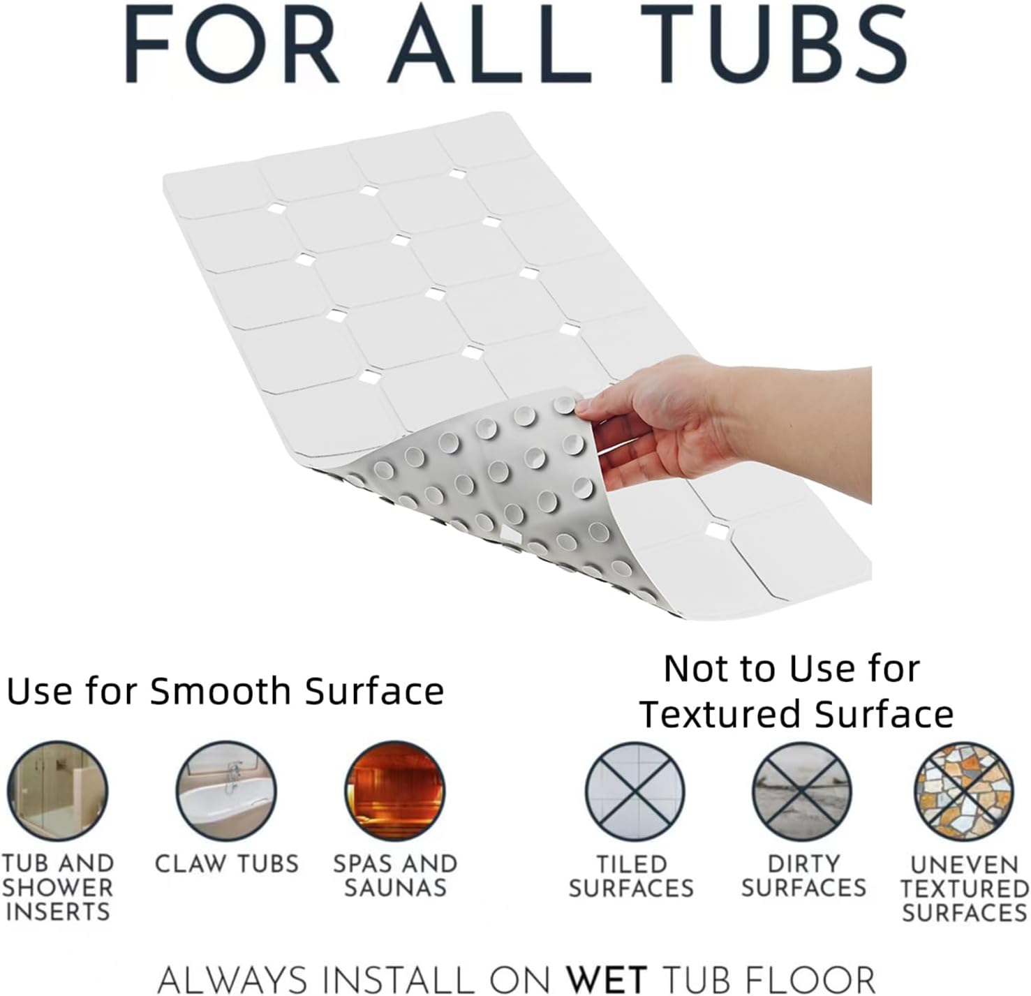 MeimeiDe Silicone Bathtub Mat 15 x 28 Non-Slip