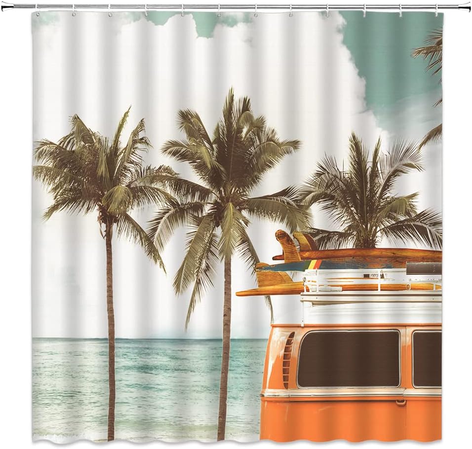 TFGGNDF Retro Palm Tree Shower Curtain Set