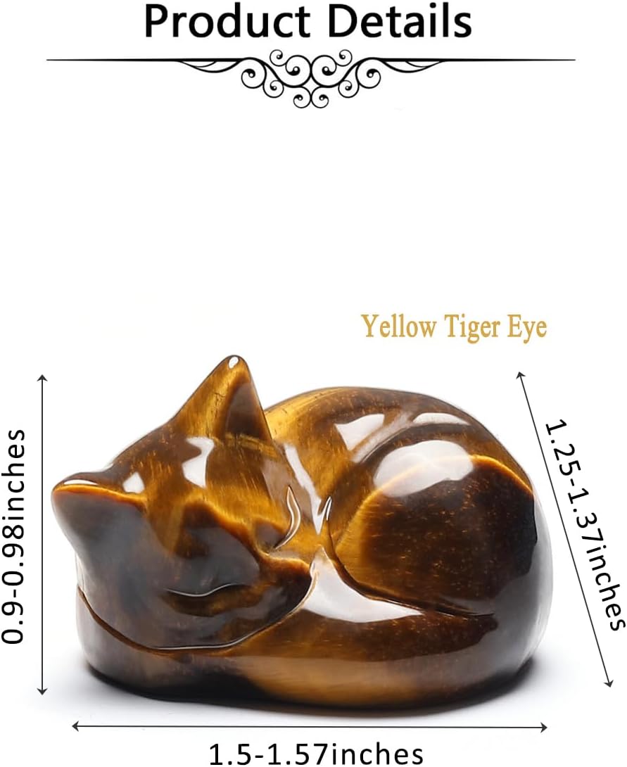 Jovivi Tiger Eye Crystal Cat Figurine 16 Handmade Ornament