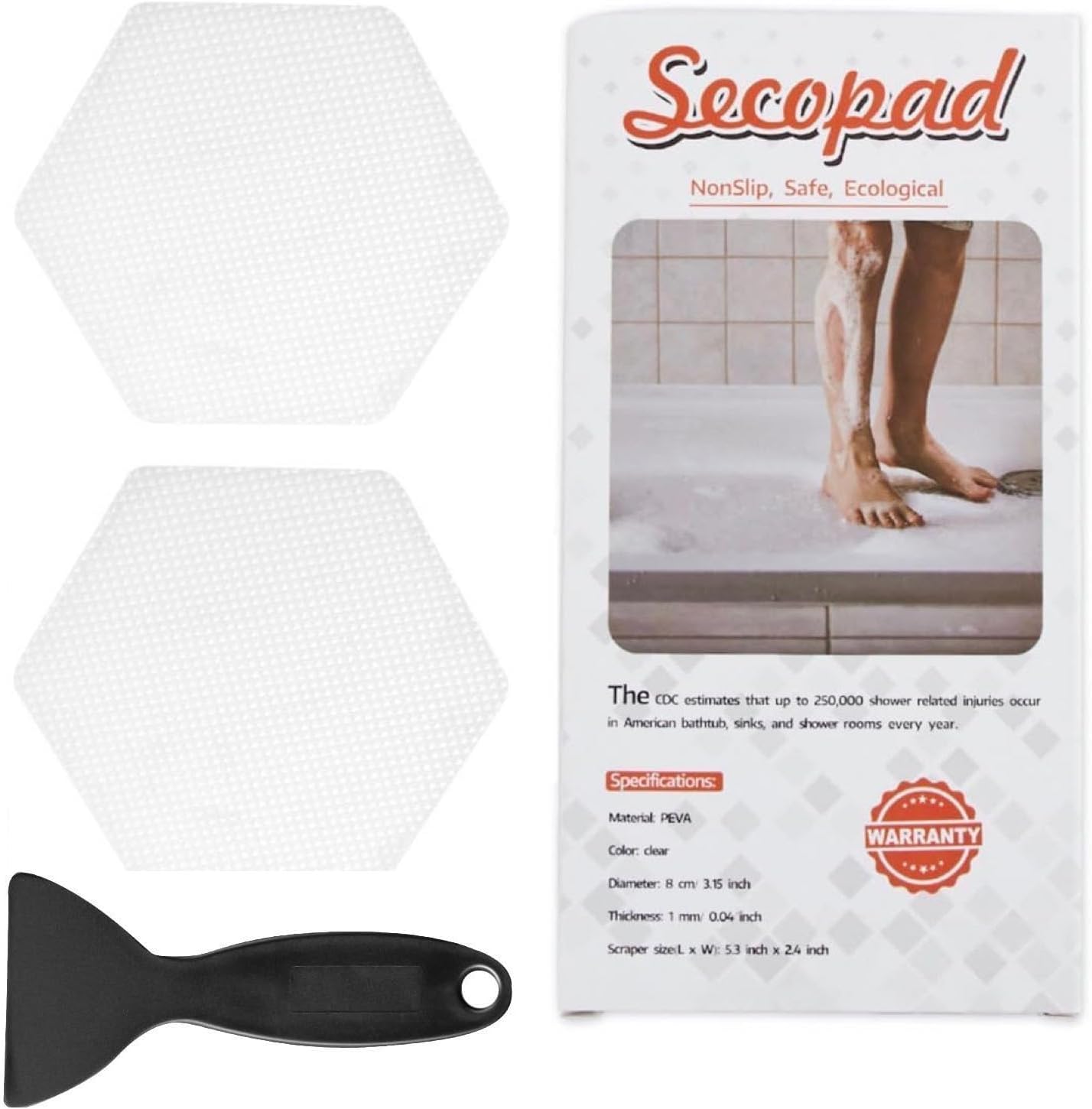 Secopad Non-Slip Bathtub Stickers with Scraper
