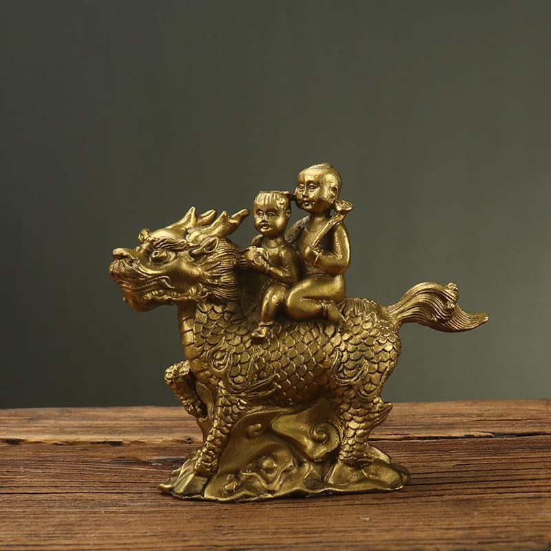 Usoway Gold Brass Twin Child Blessing Figurine