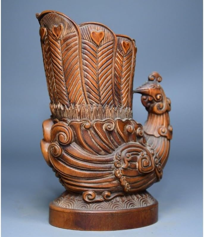 LimpaC Handcrafted Boxwood Phoenix Statues Decor
