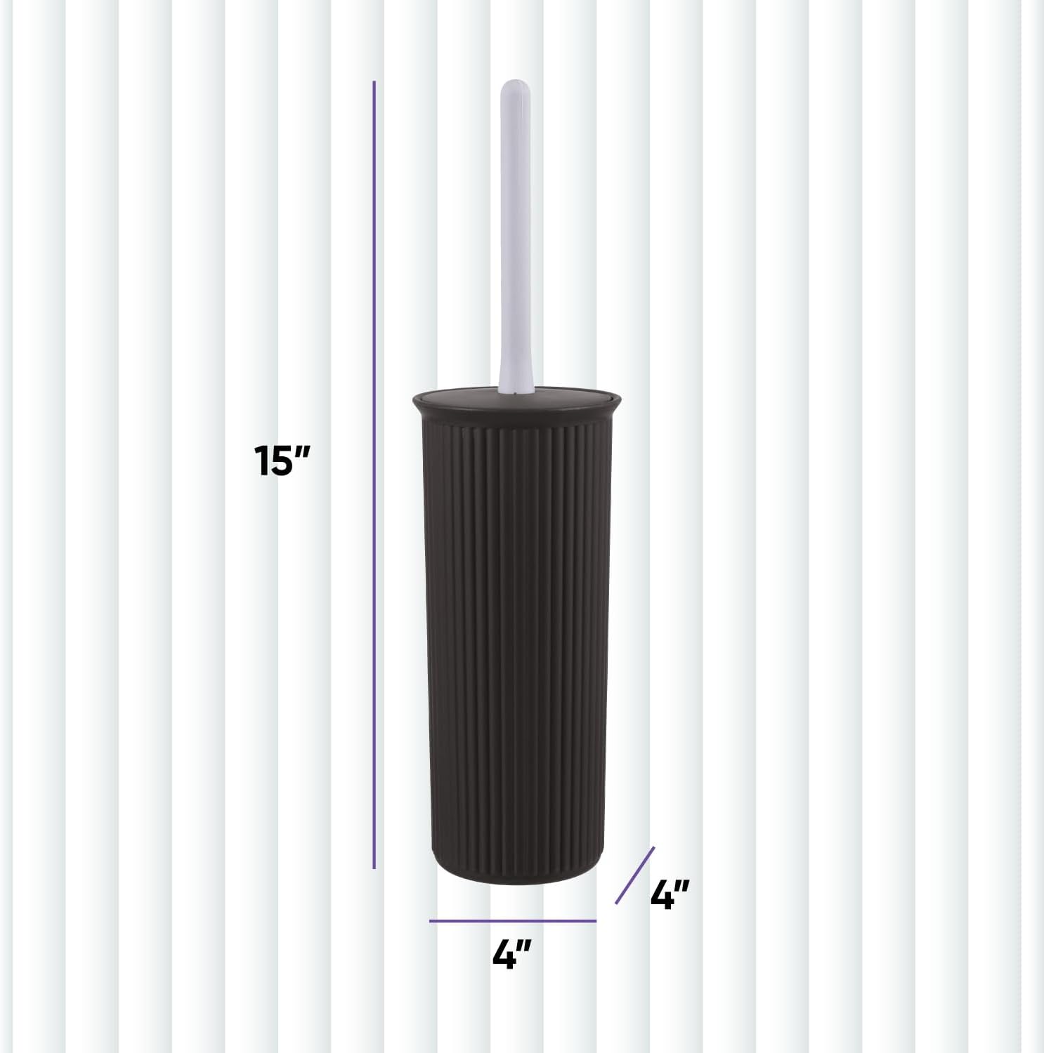 Superio Decorative Toilet Brush with Holder Set Brown