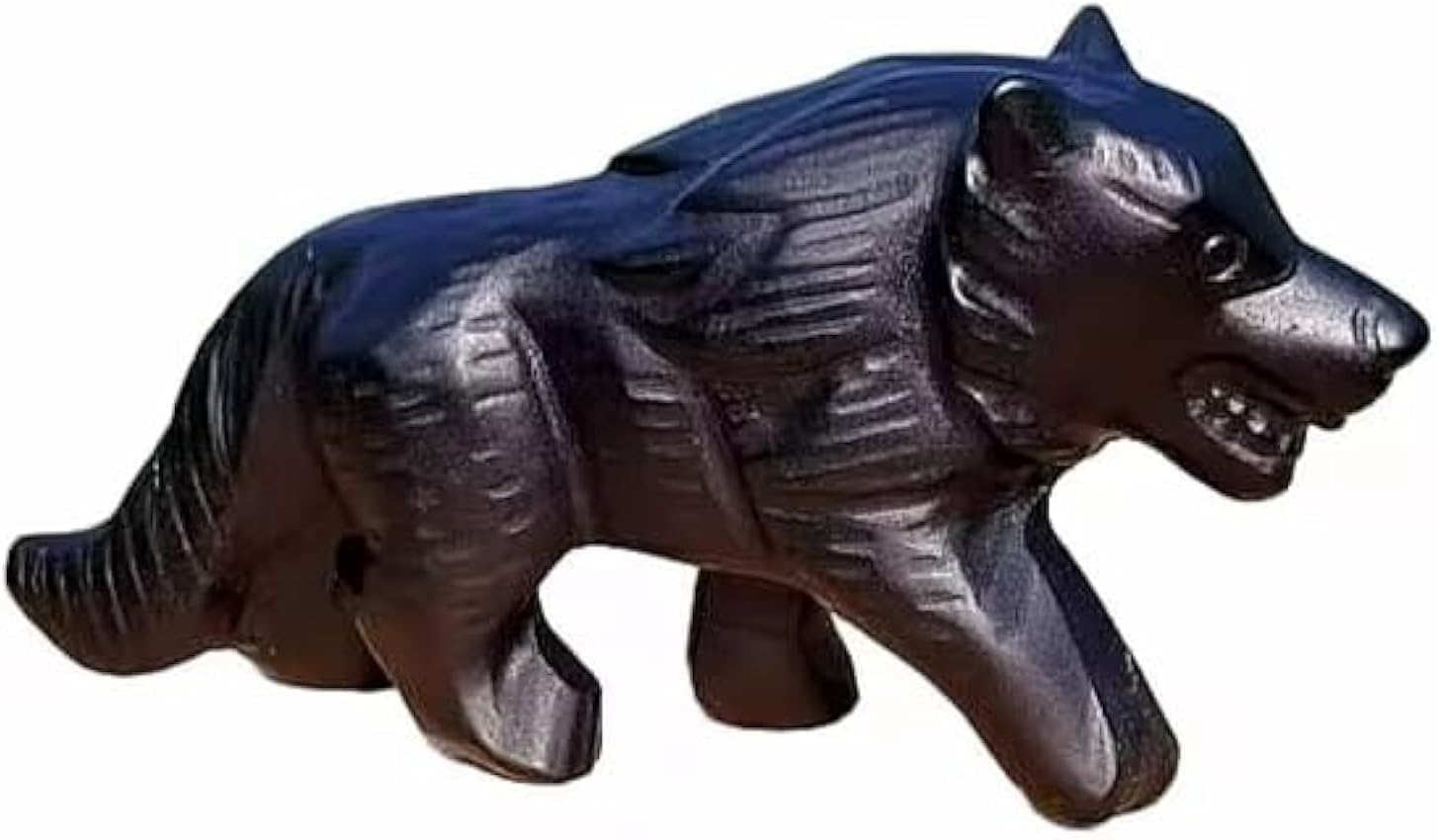 Obsidian Wolf Skull Crystal Figurine Decor