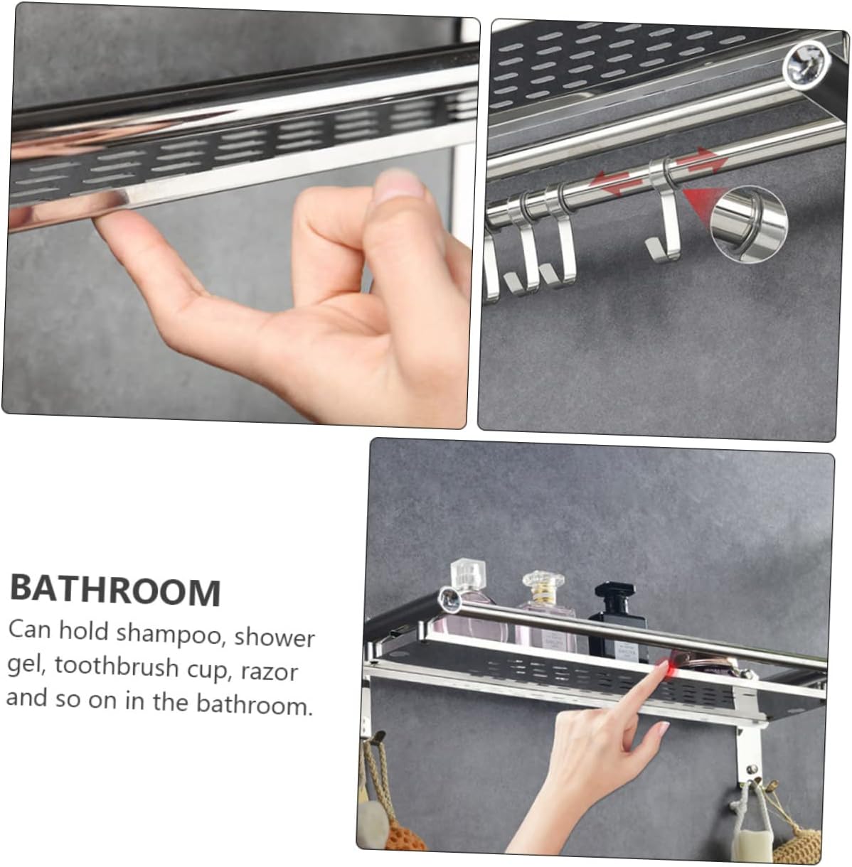 Cabilock Stainless Steel Storage Rack Over Toilet No Drilling 1