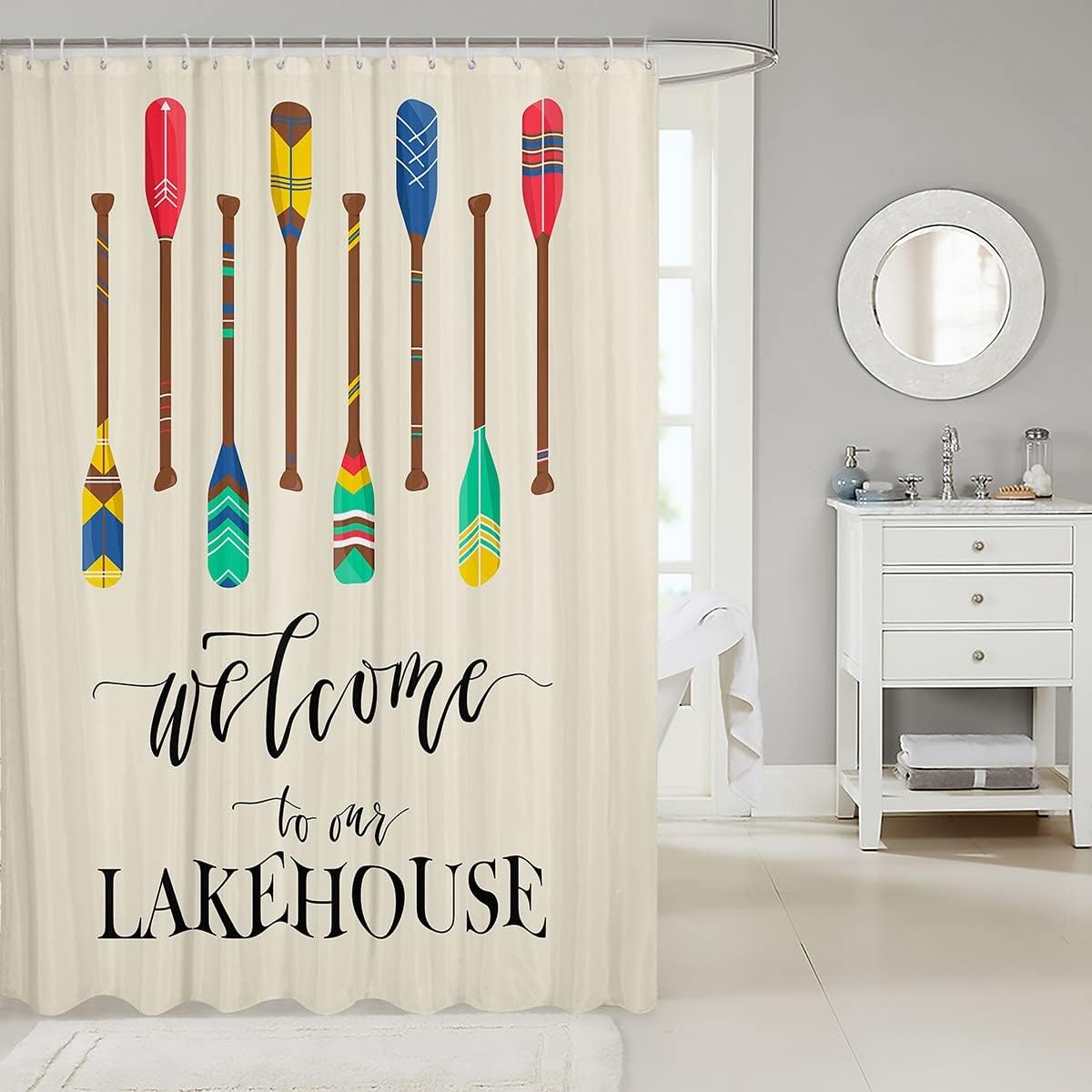 Erosebridal Lake House Decor Shower Curtain Set 72x78